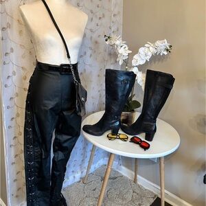 Black Straight Leg High-Waisted Pants